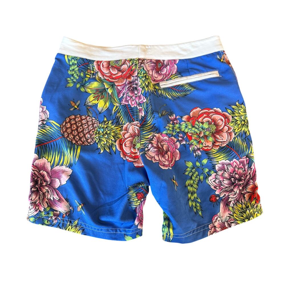 AussieBum Mens Tropical Floral Pineapple Board Shorts Swim Trunks S Blue Beach - Picture 2 of 8